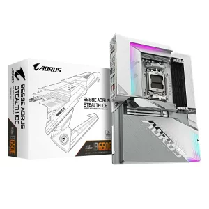 AM5 マザーボード おすすめ順第4位  GIGABYTE B650E AORUS STEALTH ICE 背面コネクタ・ホワイト基板採用 AMD Ryzen 9000/8000/7000シリーズプロセッサ対応 Socket AM5 DDR5 ATXマザーボードの画像